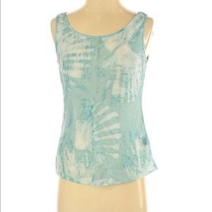Lafayette 148 Blue Tie Dye Scoop Neck Silk Tank 4